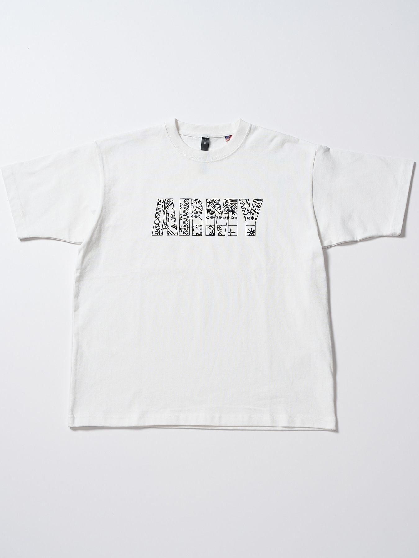 【予約品 1月25日(日) 締切】graphic-T collection：bandana panel ARMY T / バンダナパネル アーミー Tシャツ / ホワイト