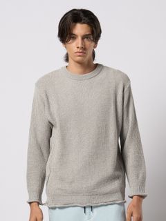 【予約品 9月23日(火) 締切】GIMA crew summer knit / 擬麻クルーサマーニット / ライトグレー