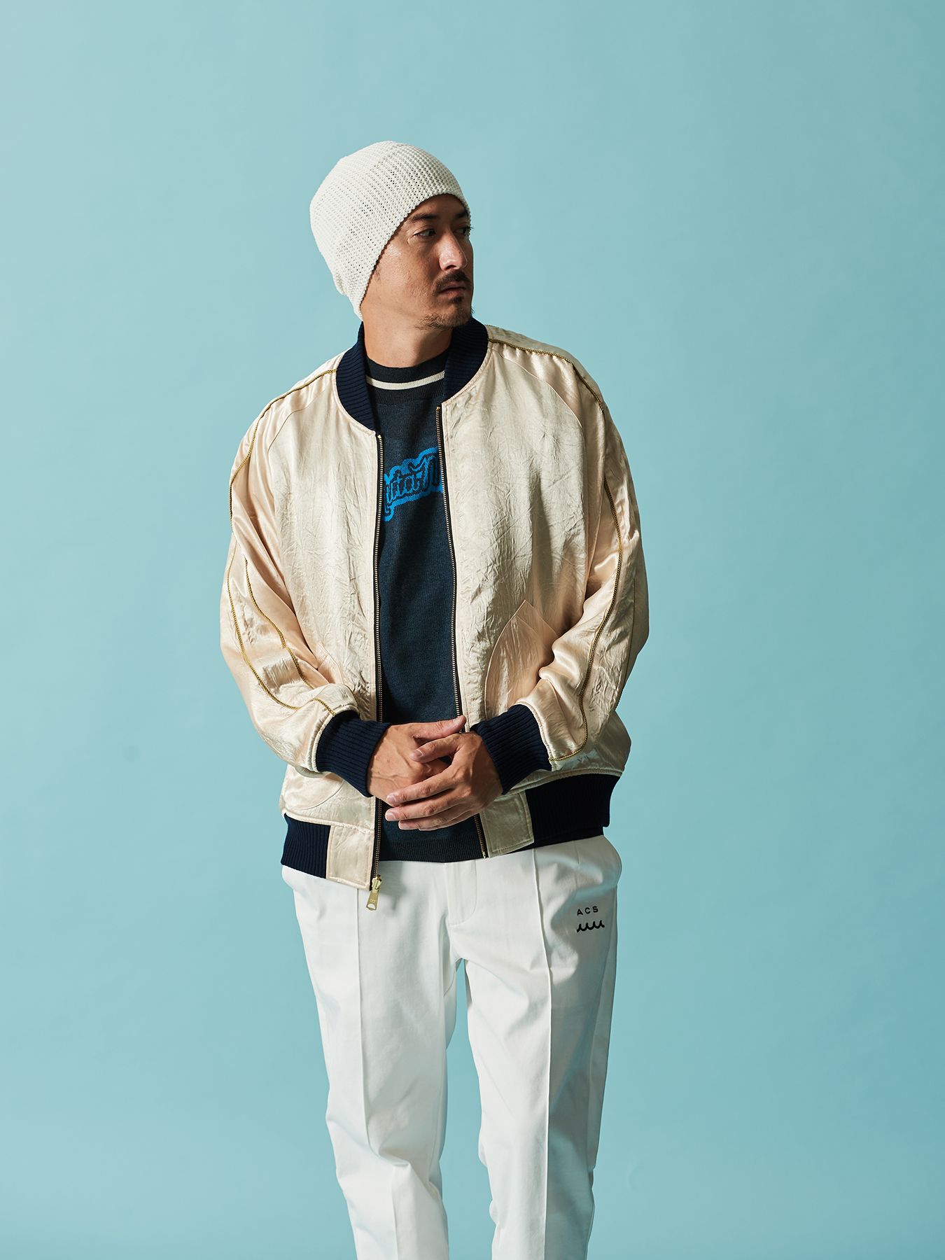 【予約品 10月9日(木) 締切】muta Souvenir Jacket / リバーシブル スーヴェニアジャケット / ブルー【Acanthus × muta MARINE】
