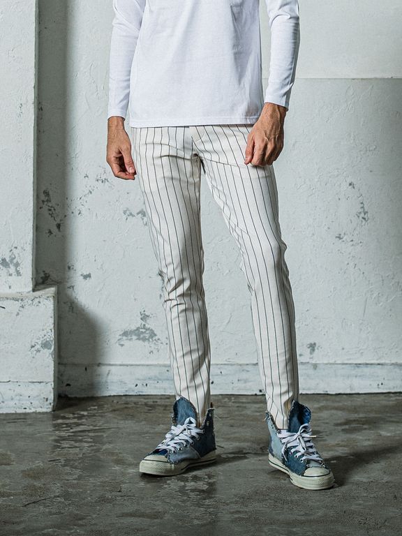《予約11月17日19時締め》 CHRIS EASY  PANTS / イージーパンツ / ホワイト・ストライプ