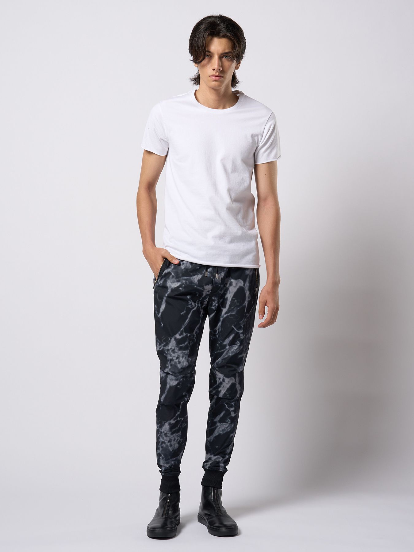 【予約品 9月23日(火) 締切】tuck rib pants / タックリブパンツ / モノプリント