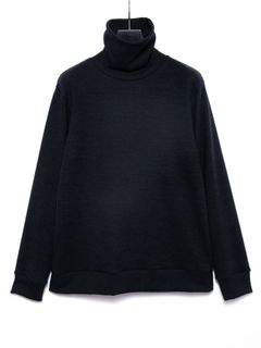 【予約品 4月6日(月) 締切】Acrylic Wool Knit Turtleneck Cut&Sew / アクリルウールニット タートルーネック ニットソー / ブラック