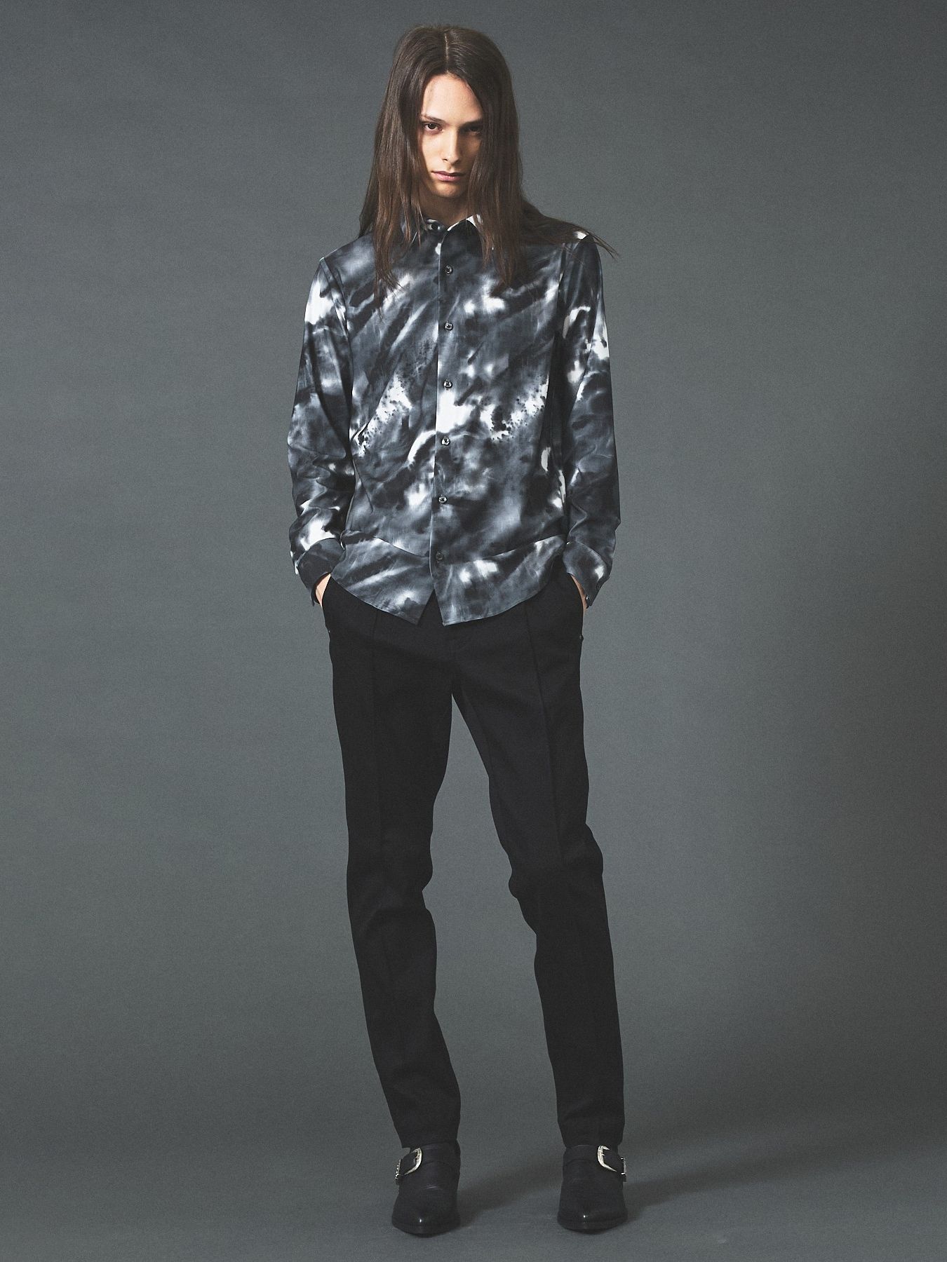 タックテーパードデニムスラックス / ブラック【5351 POUR LES HOMMES】
