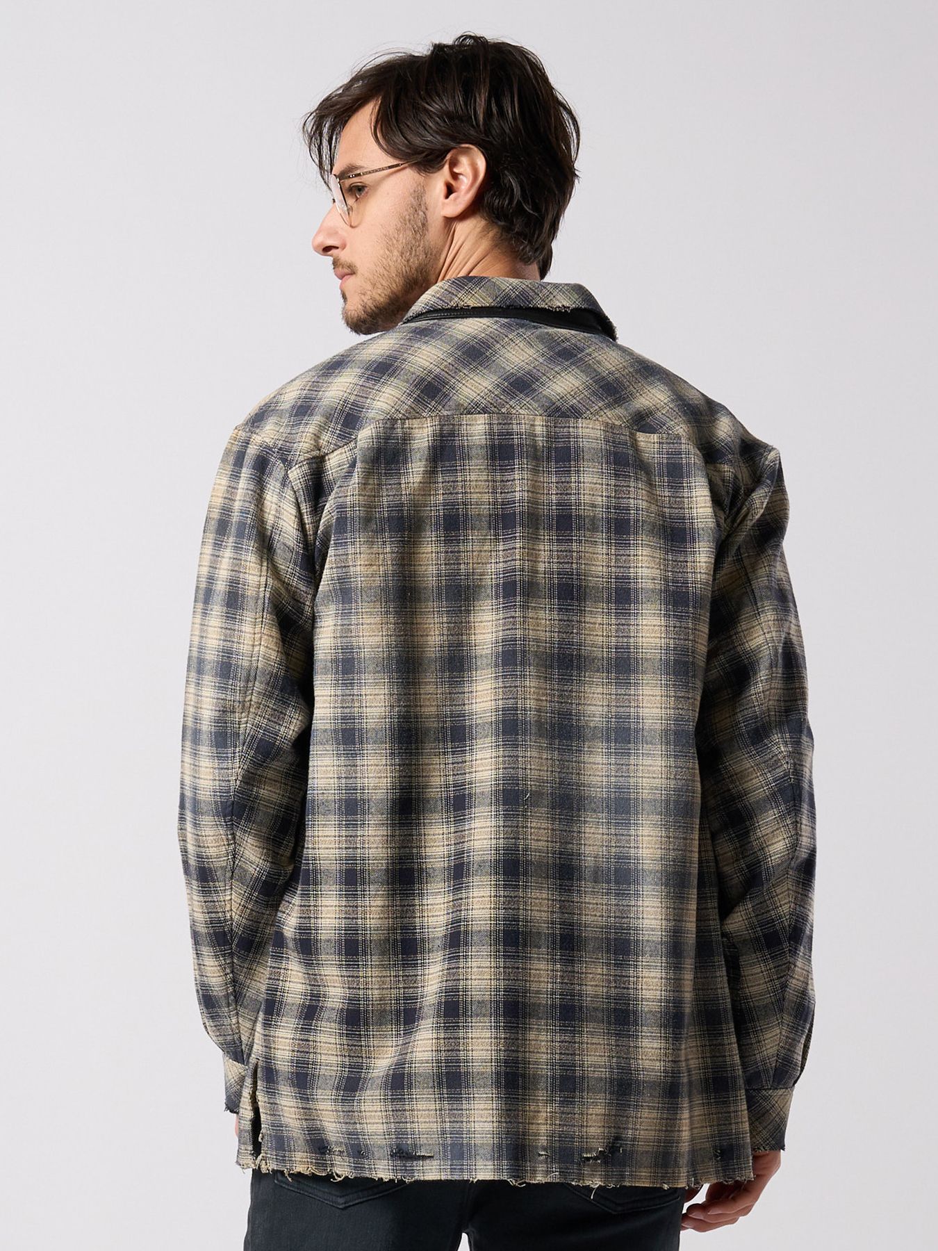 【予約品 4月19日(日) 18時締切】aging loose check shirt / エイジング ルーズ チェックシャツ / フェードブラック