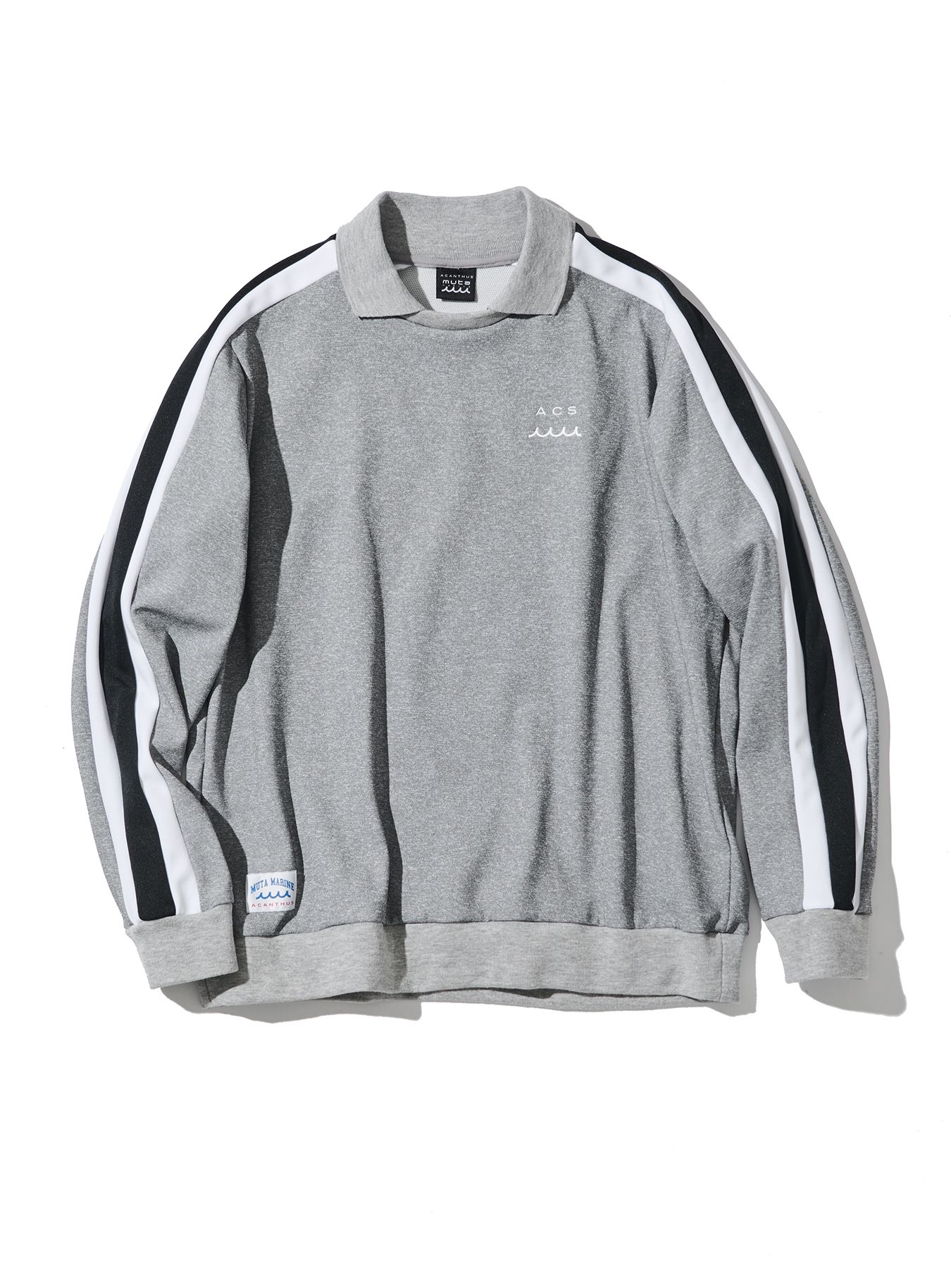 【予約品 10月9日(木) 締切】muta Polo Crewneck / 衿付スウェット / グレー【Acanthus × muta MARINE】
