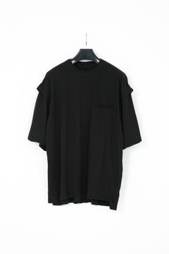 Hard Twist Cotton Oversize Layered Crew Neck T-shirt    / ブラック 【STRUM】
