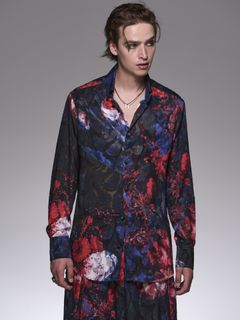 《予約品》 SplashFloraShirt / シャツ / ネイビー＆レッド