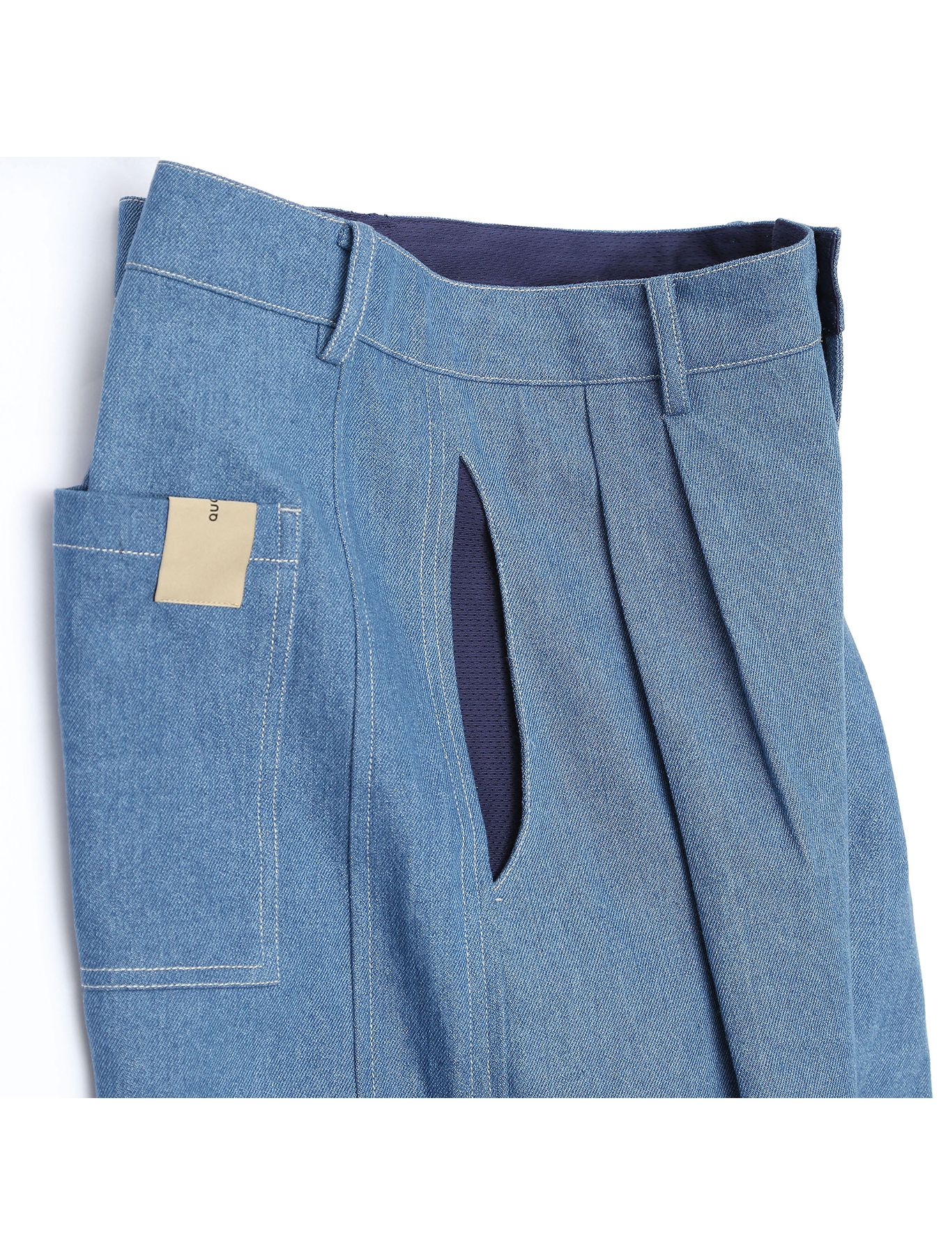 DENIM-MESH PANTS / アイスブルー【QUOLT】