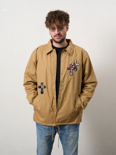 【予約品 10月16日(木) 締切】STYLE STYLE ドリップスタークロスパッチ ナイロン コーチジャ オーセンティックパイル ウェービーロゴ スマイル ケット / カーキ