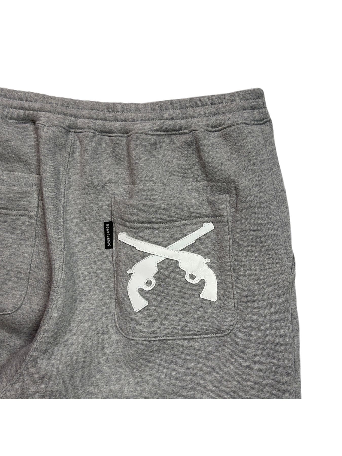 【予約品 3月9日(月) 18:00 締切】LEATHER PATCH PANTS / レザーパッチ スウェットパンツ  / グレー