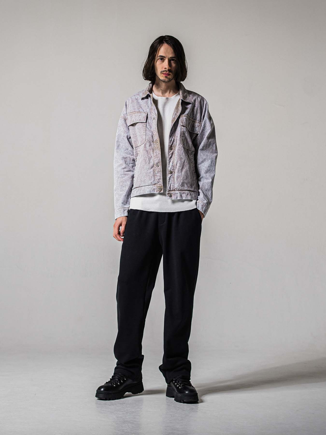 【予約品 11月16日(日) 締切】AZE  WIDE TUCK PANTS / 畔編みニット セミワイドシルエット ワンタック イージーパンツ / ブラック