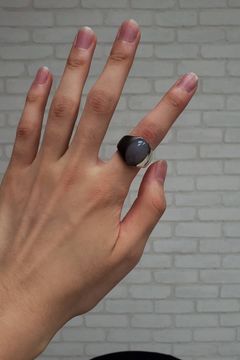 2 TONE WRAP RING / SV925.MATTE BK. GRAY ONYX