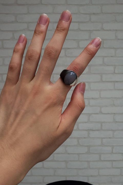 2 TONE WRAP RING / SV925.MATTE BK. GRAY ONYX