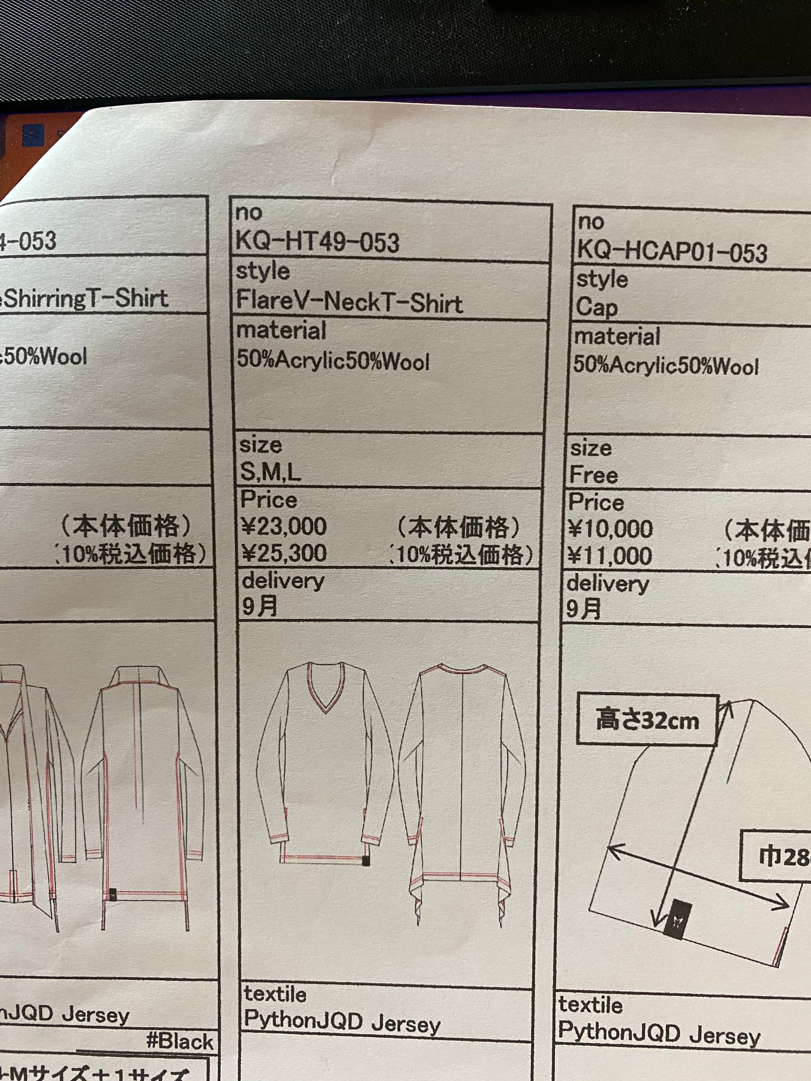 《予約品》 FlareV-NeckT-Shirt / パイソンジャガード織 Vネックフレアー長袖T/ ブラック 【kiryuyrik】 9月以降入荷予定