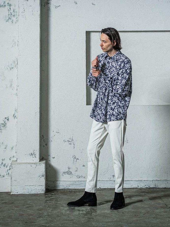 NYLON jack shirts / ナイロンシャツ / フラワーブラック