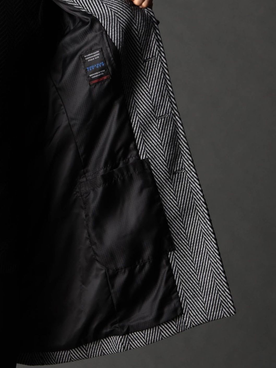 アラカルトハイブリットメルトン スタンドコート ヘリンボーン 【NICOLE CLUB FOR MEN】