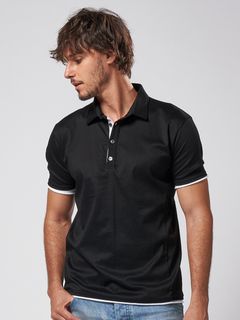 《予約品》 sweater's cut polo / ポロシャツ / ブラック×ホワイト