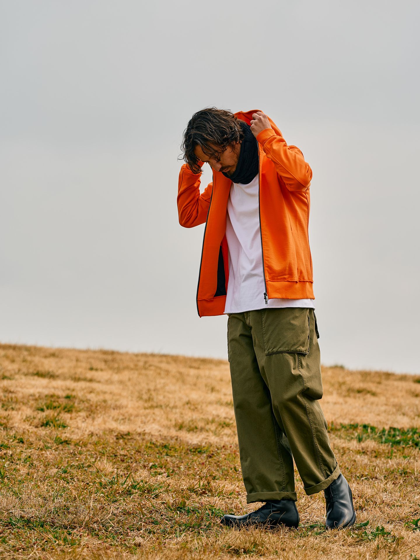 【予約品】 basic zip-up parka / パーカー / オレンジ
