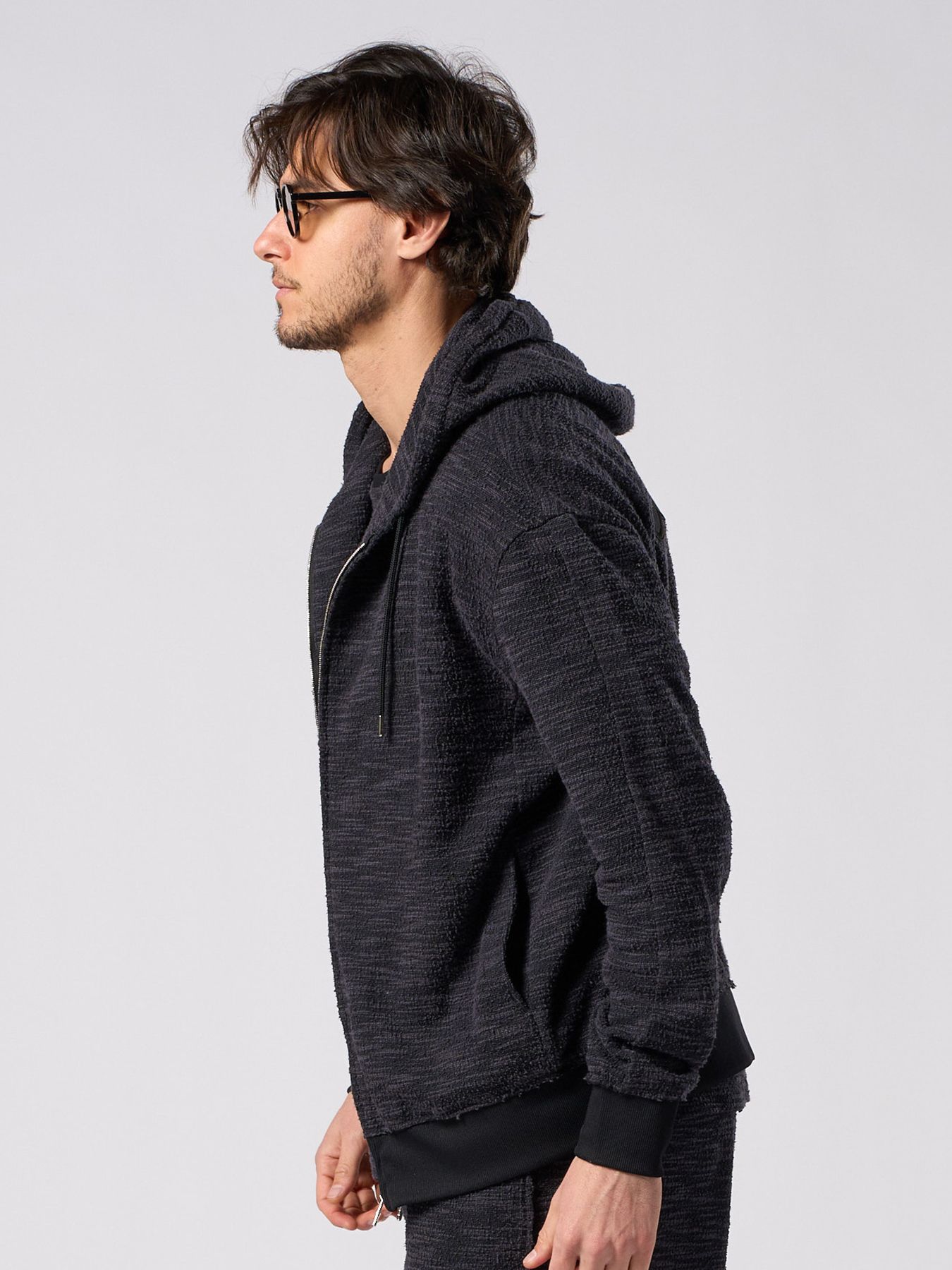【予約品 1月25日(日) 締切】muta × wjk collection：knit jacquard relax parker / ニットジャガード リラックスパーカー / ブラック