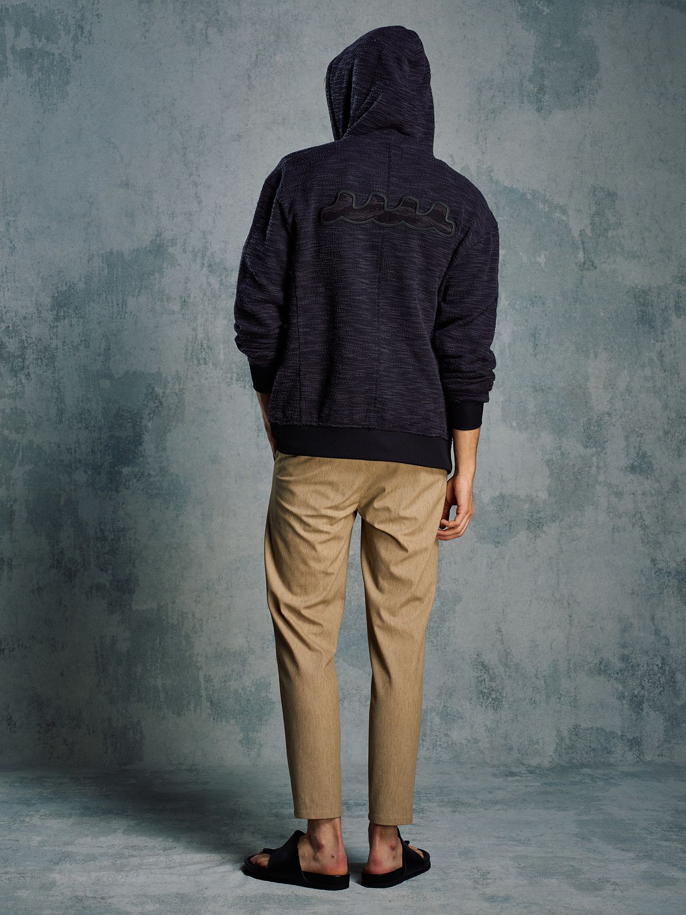 【予約品 1月25日(日) 締切】muta × wjk collection：knit jacquard relax parker / ニットジャガード リラックスパーカー / ブラック