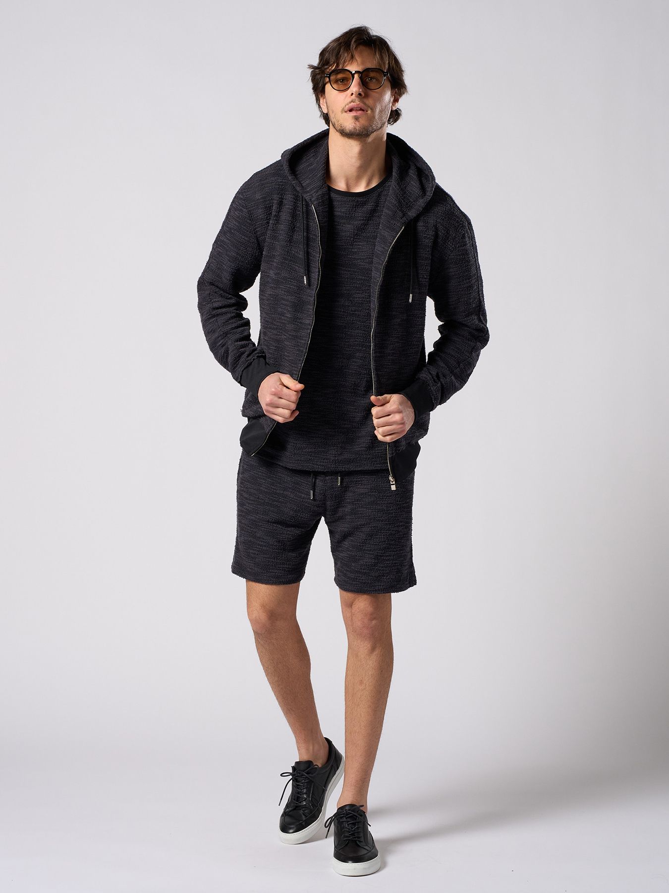 【予約品 1月25日(日) 締切】muta × wjk collection：knit jacquard relax parker / ニットジャガード リラックスパーカー / ブラック