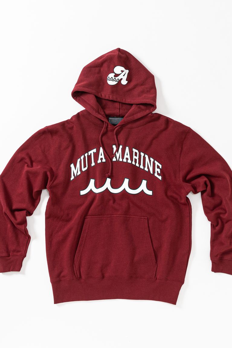 muta - muta College Logo Hooded Sweatshirt / バーガンディー