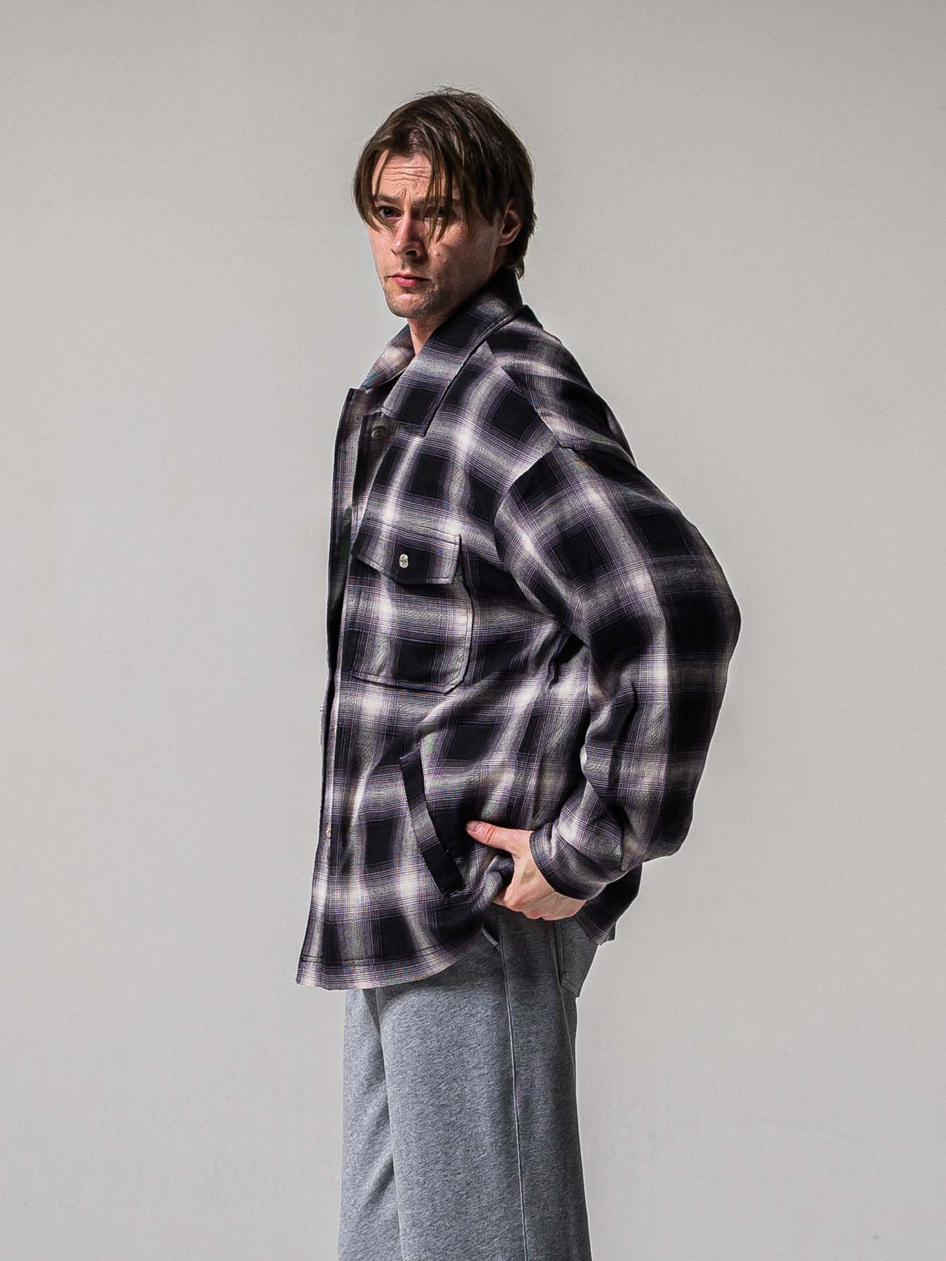 【予約品 11月16日(日) 締切】50s CHECK JK / オンブレチェック シャツジャケット / ブラック