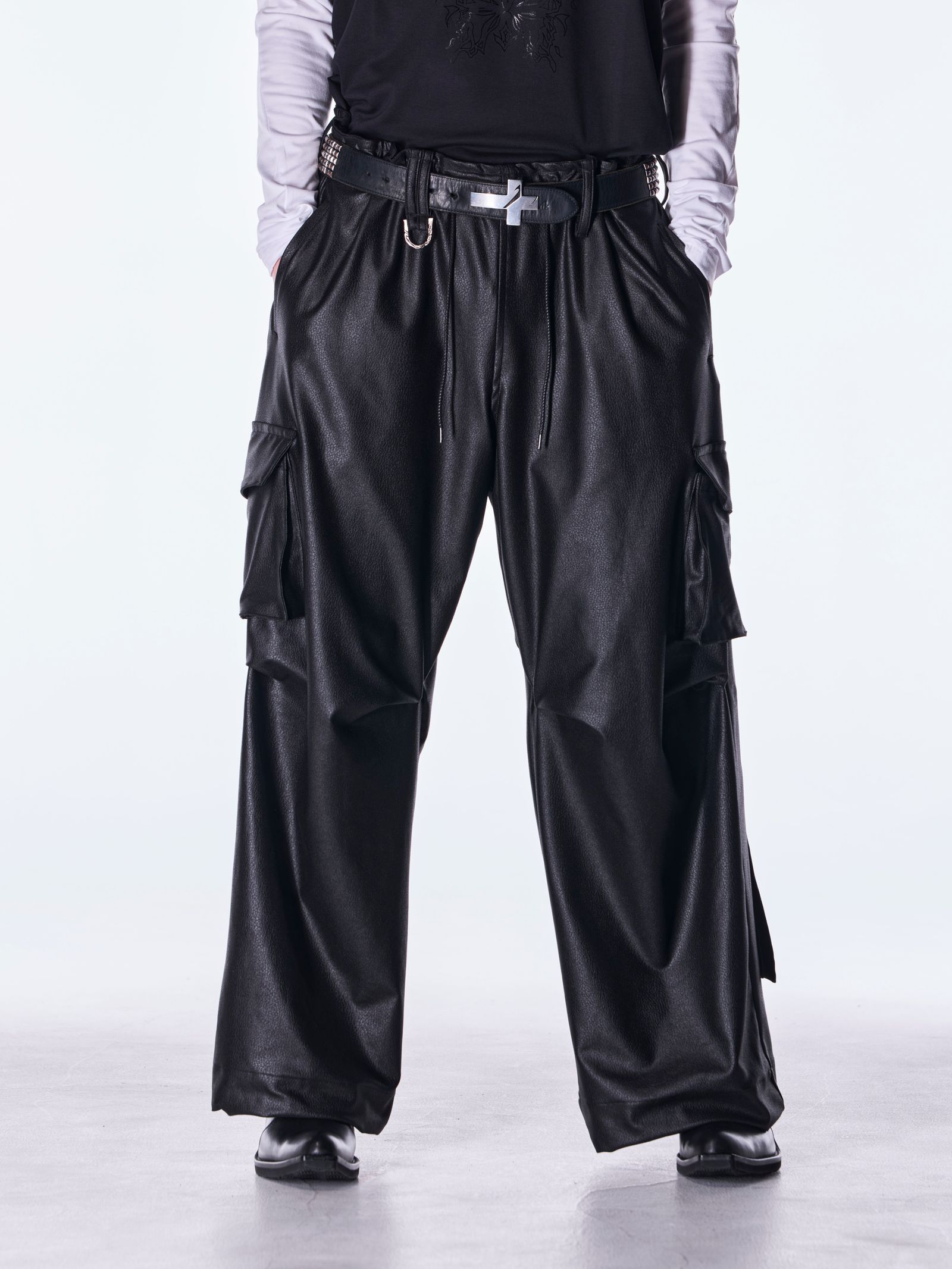 【予約品 6月29日(月) 締切】Emboss Silley Jersey Cargo Pants / サルエル ボンデージパンツ / ブラック