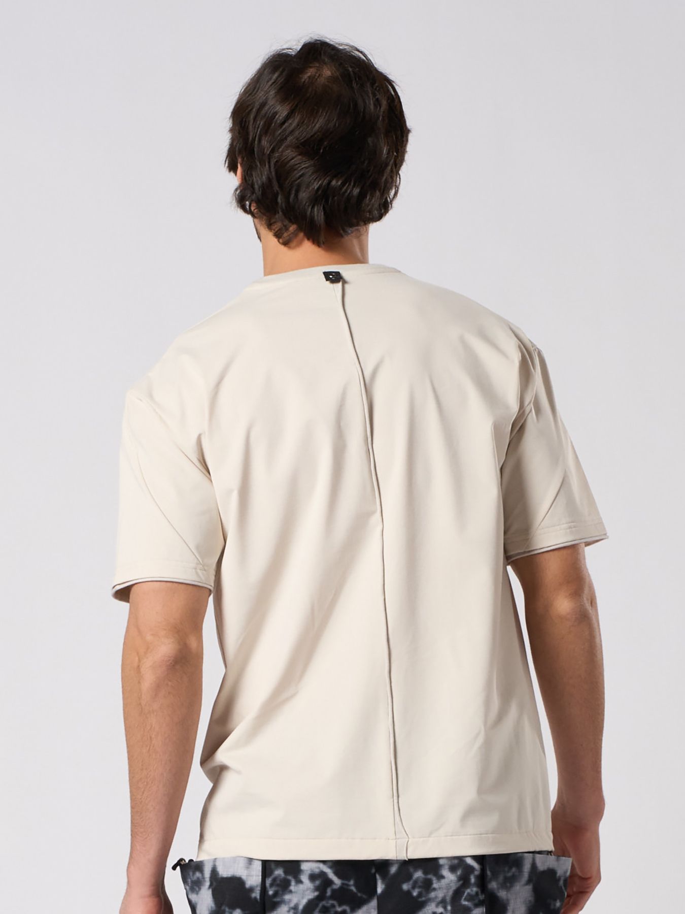 【予約品 1月25日(日) 締切】drawstring leather pocket S/S / ドローストリング レザーポケット ショートスリーブ / ライトベージュ