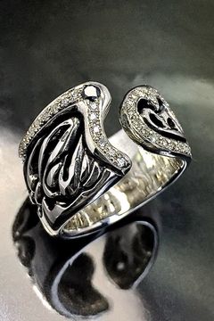 《受注生産》 ANGEL WING RING with DIAMOND & BLACK DIAMOND ダイヤモンド&ブラックダイヤモンド リング 【GOD SIZE】 注文から2～3週間後入荷予定