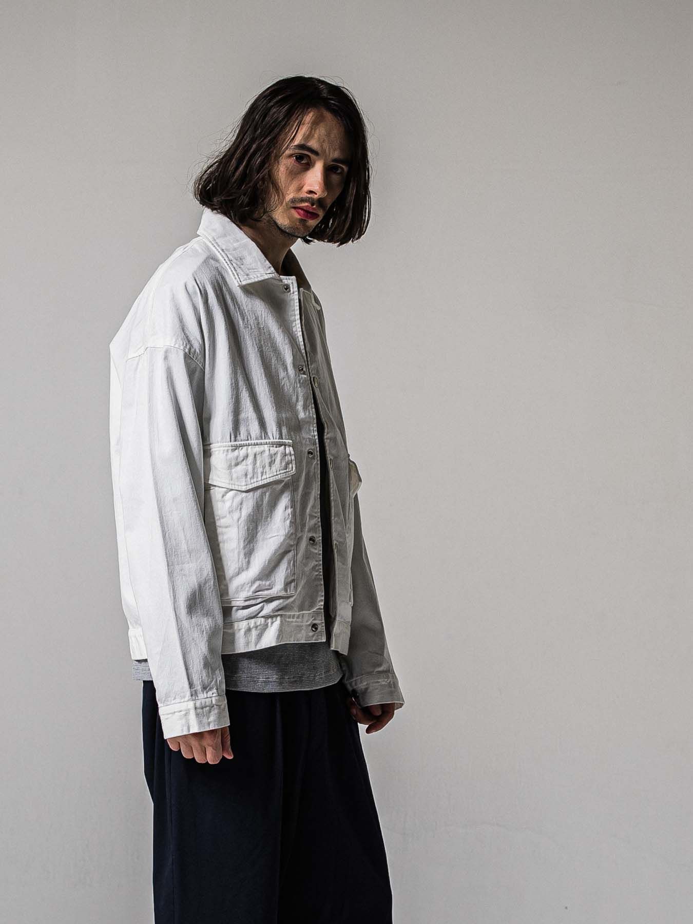 【予約品 11月16日(日) 締切】LDENIM AG FLIGHT JK / ライトデニム ミリタリージャケット / ホワイト