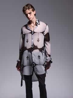 【予約品 1月4日(日) 締切】Gather Sleeve Shirt / ギャザースリーブシャツ / ブラック&グレー