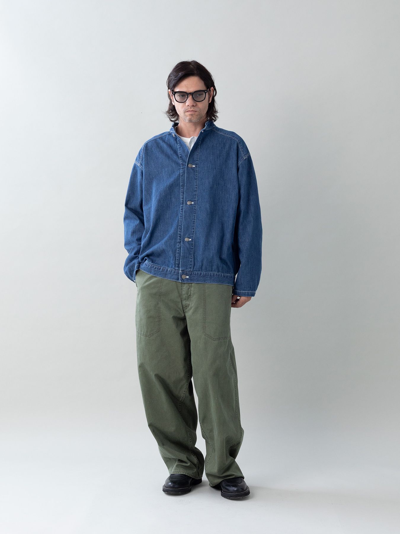 【予約品 5月27日(水) 締切】BOURGERON-DENIMJACKET aged / エイジド加工 ライトオンスデニム シャツジャケット / インディゴ