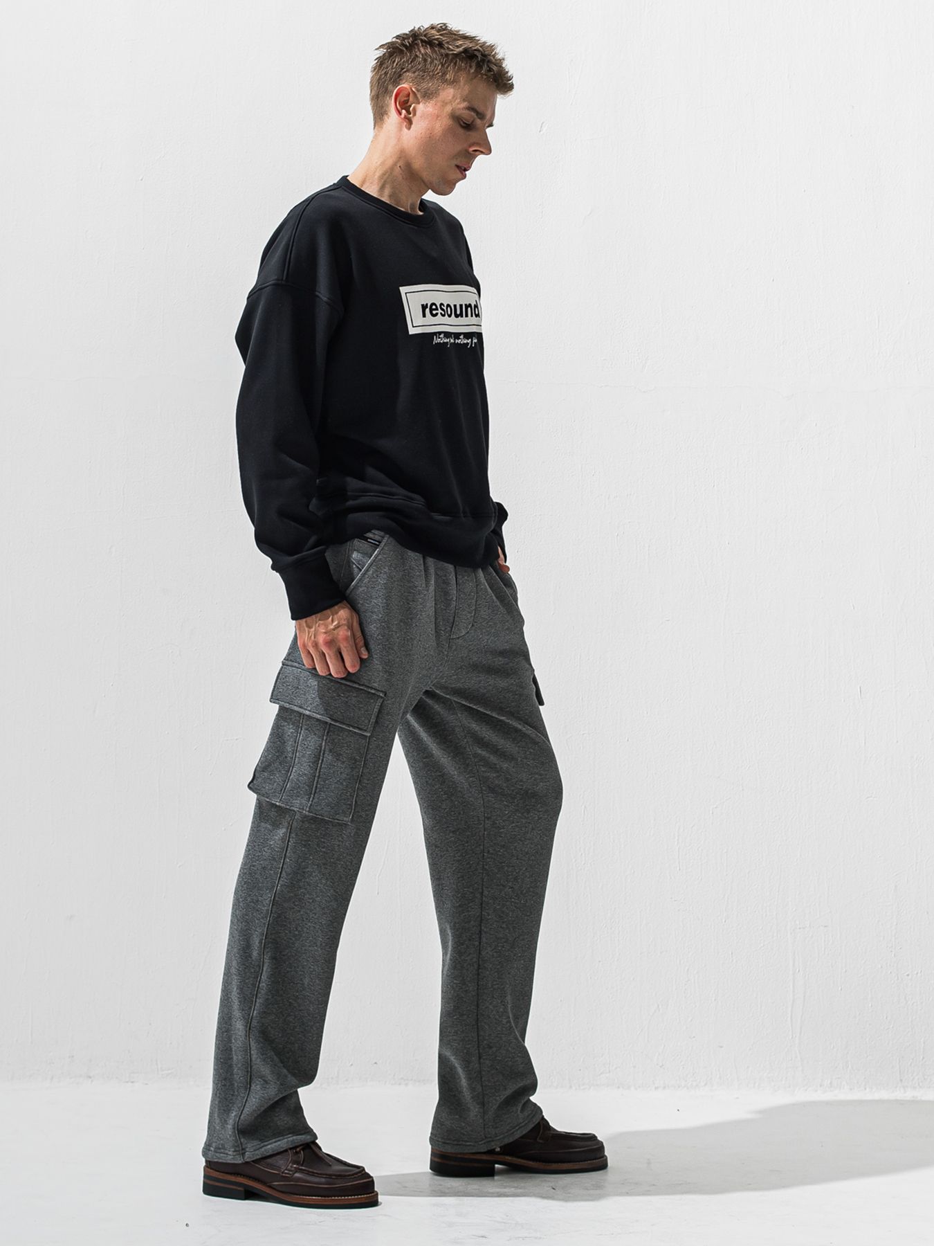 【予約品 9月6日(日) 締切】BOX VELOURS FLEECE DROP TRAINER / ボックスロゴ 裏起毛 ルーズトレーナー / ブラック