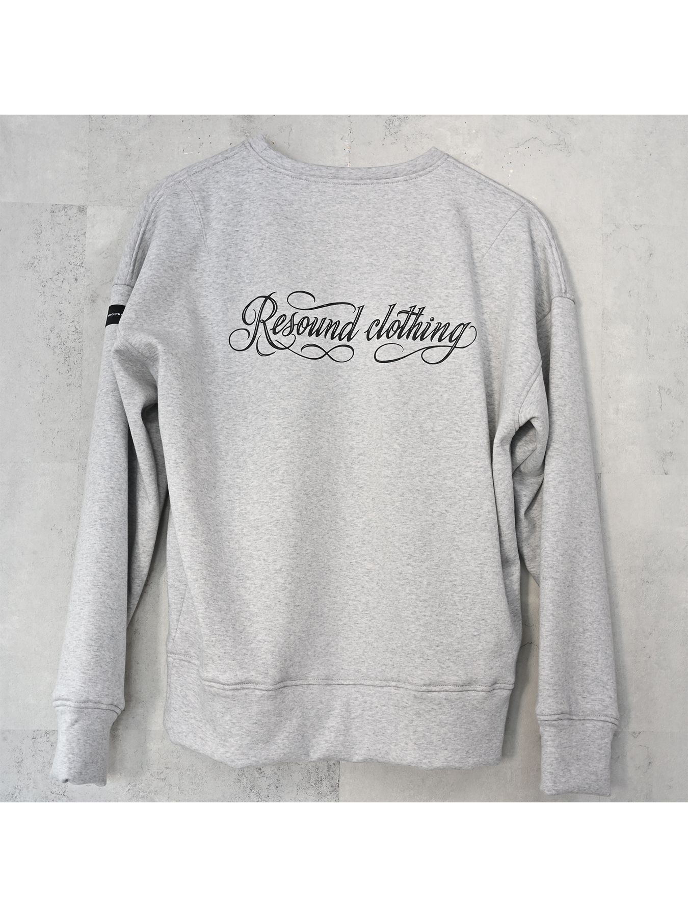 【予約品 9月6日(日) 締切】PIN ST RC VELOURS FLEECE DROP TRAINER / ピンストライプロゴ 裏起毛 ルーズトレーナー / グレー