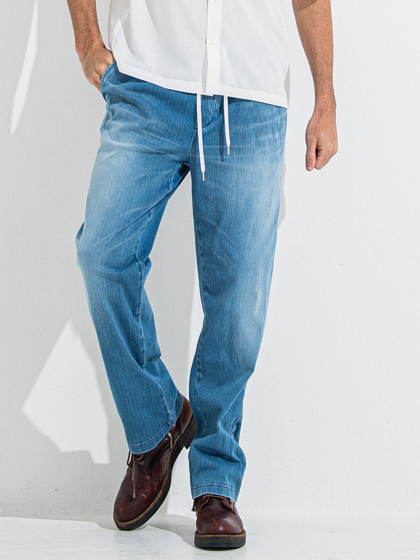 DENIM JERSEY WIDE PT / デニムジャージワイドパンツ / ライトインディゴ