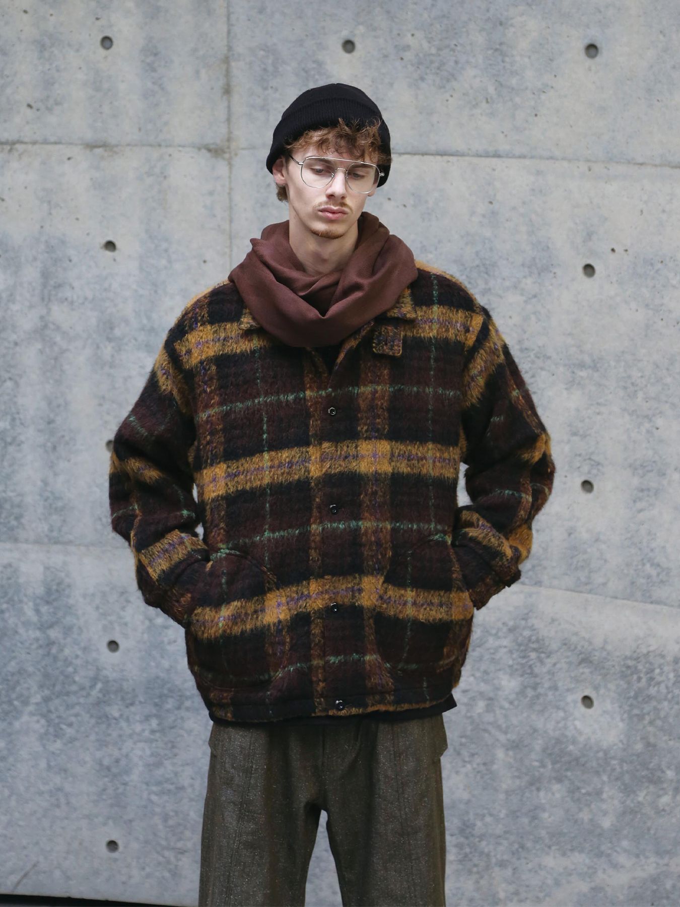【予約品】WOOLY JKT / ブラウン×マスタード【QUOLT】