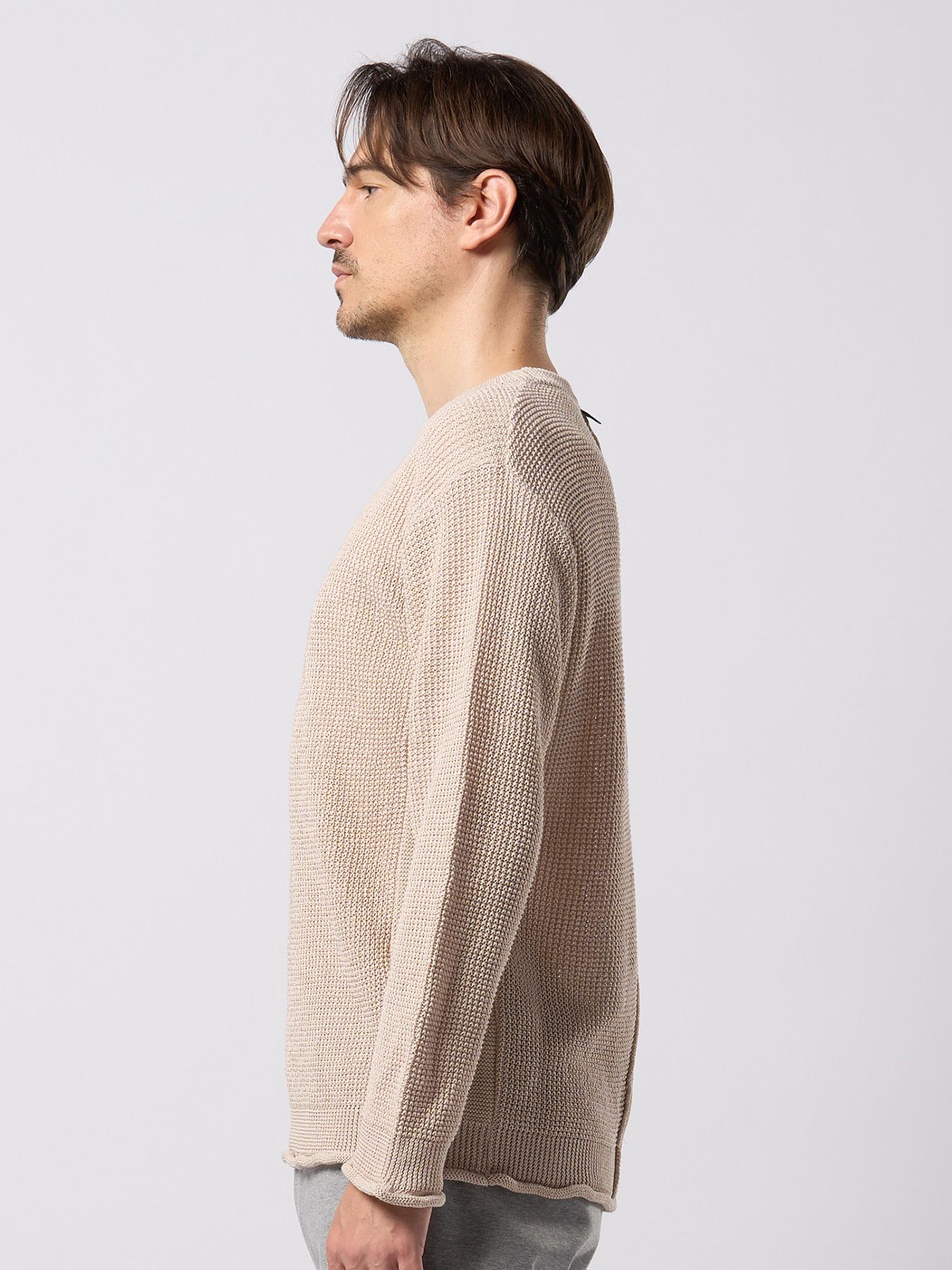 【予約品 9月23日(火) 締切】GIMA crew summer knit / 擬麻クルーサマーニット / ライトベージュ