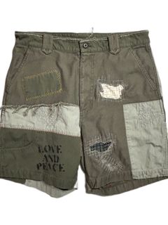 《予約品8月31日 23時55分締め》 DAMAGE SHORTS / ハーフパンツ / カーキ 【roarguns 】 2024年2月入荷予定