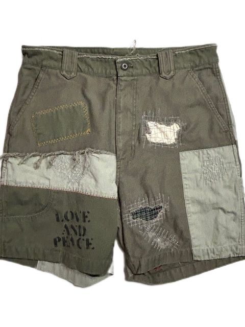 《予約品8月31日 23時55分締め》 DAMAGE SHORTS / ハーフパンツ / カーキ 【roarguns 】 2024年2月入荷予定