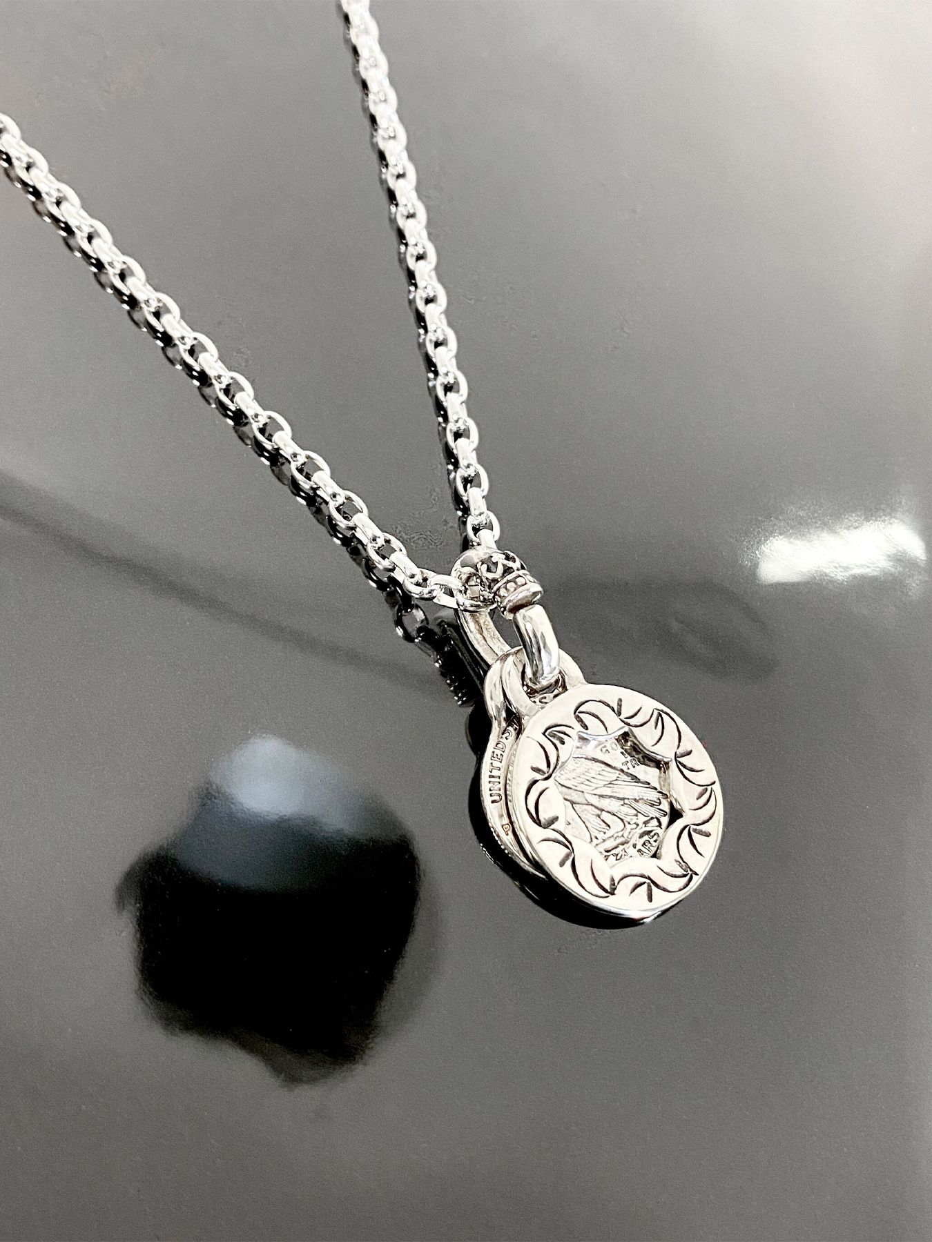 《受注生産》CUT OUT FLOWER with COIN NECKLACE / フラワープレート＆コインネックレス / 注文から1～2週間後入荷予定