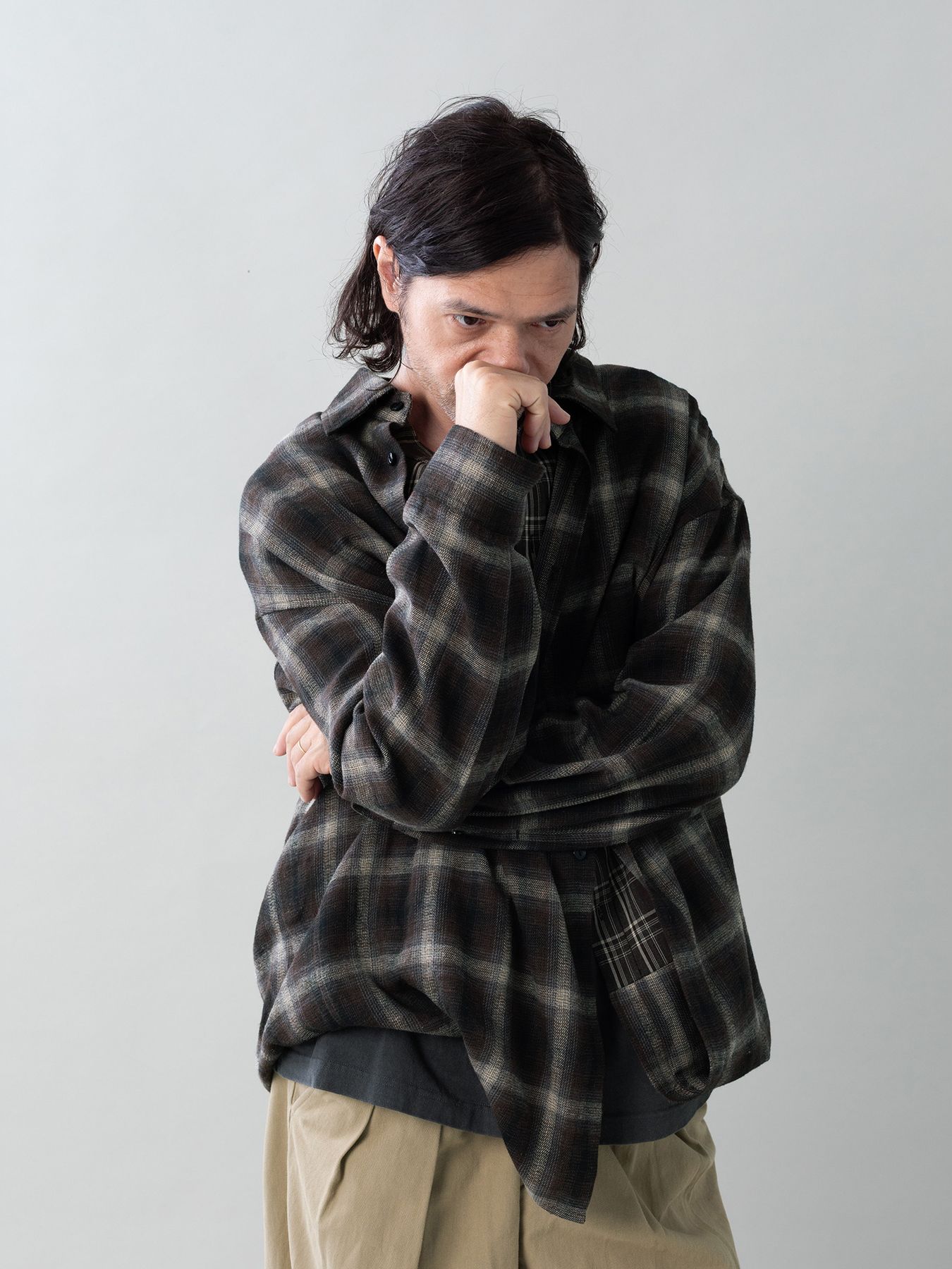 【予約品 5月27日(水) 締切】DOUBLE-SHIRTS / レイヤードシャツ / ブラウン系