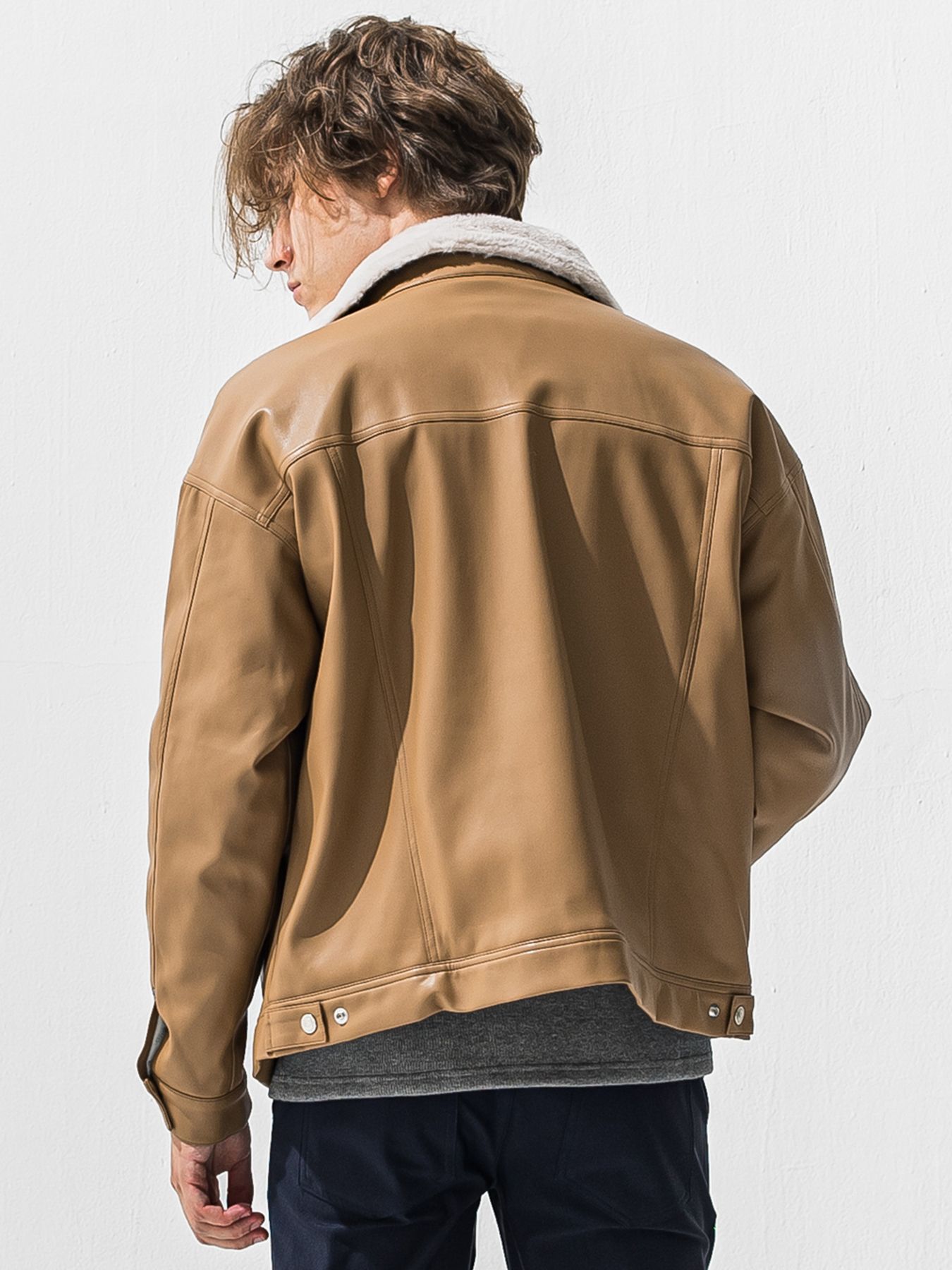 【予約品 9月6日(日) 締切】LEATHER FUR OVER G / レザー ファー オーバー Gジャン / ベージュ