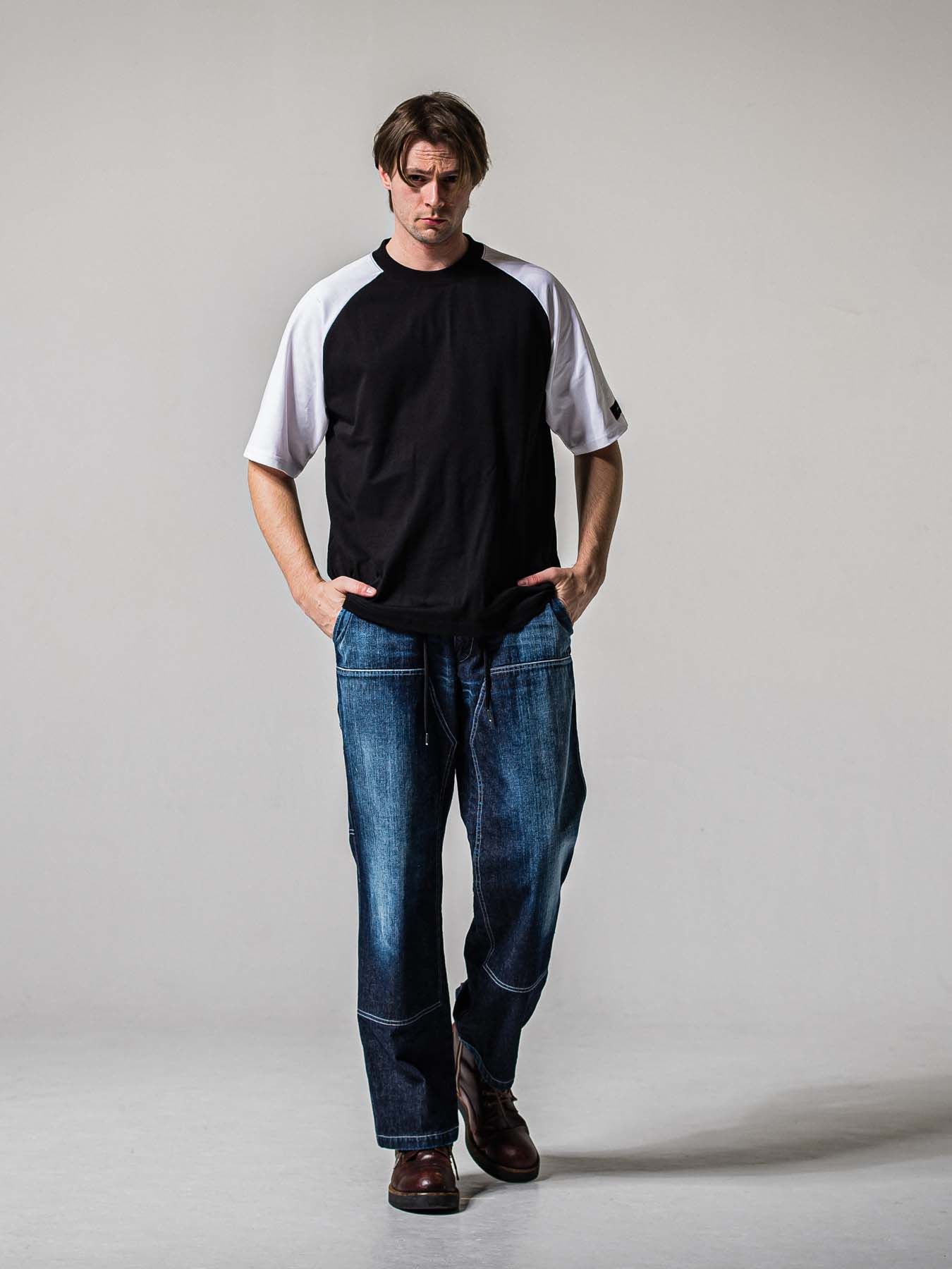 【予約品 11月16日(日) 締切】BACK RC RAGLAN OVER TEE / バックロゴ ラグランスリーブ オーバーTシャツ / ブラック×ホワイト