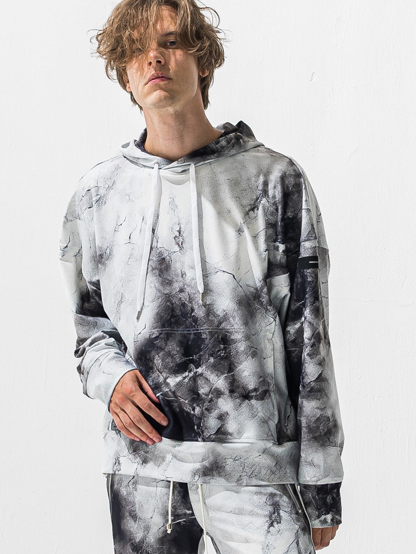 【予約品 9月6日(日) 締切】OVER HOODIE / トリコット オーバーパーカー / マーブルホワイト