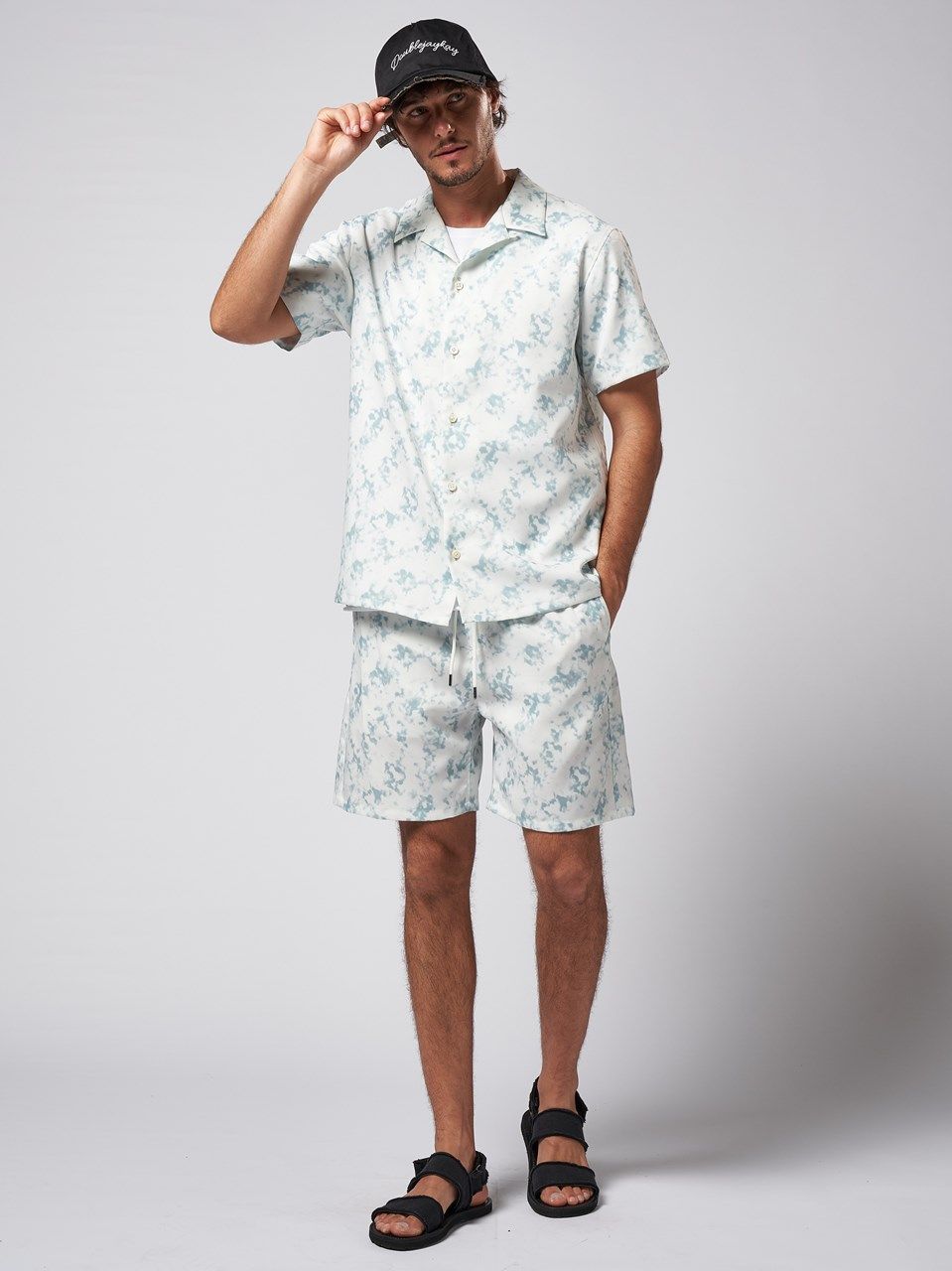 《予約品》 patterned s/s shirt / ハワイアンシャツ / ライトブルー