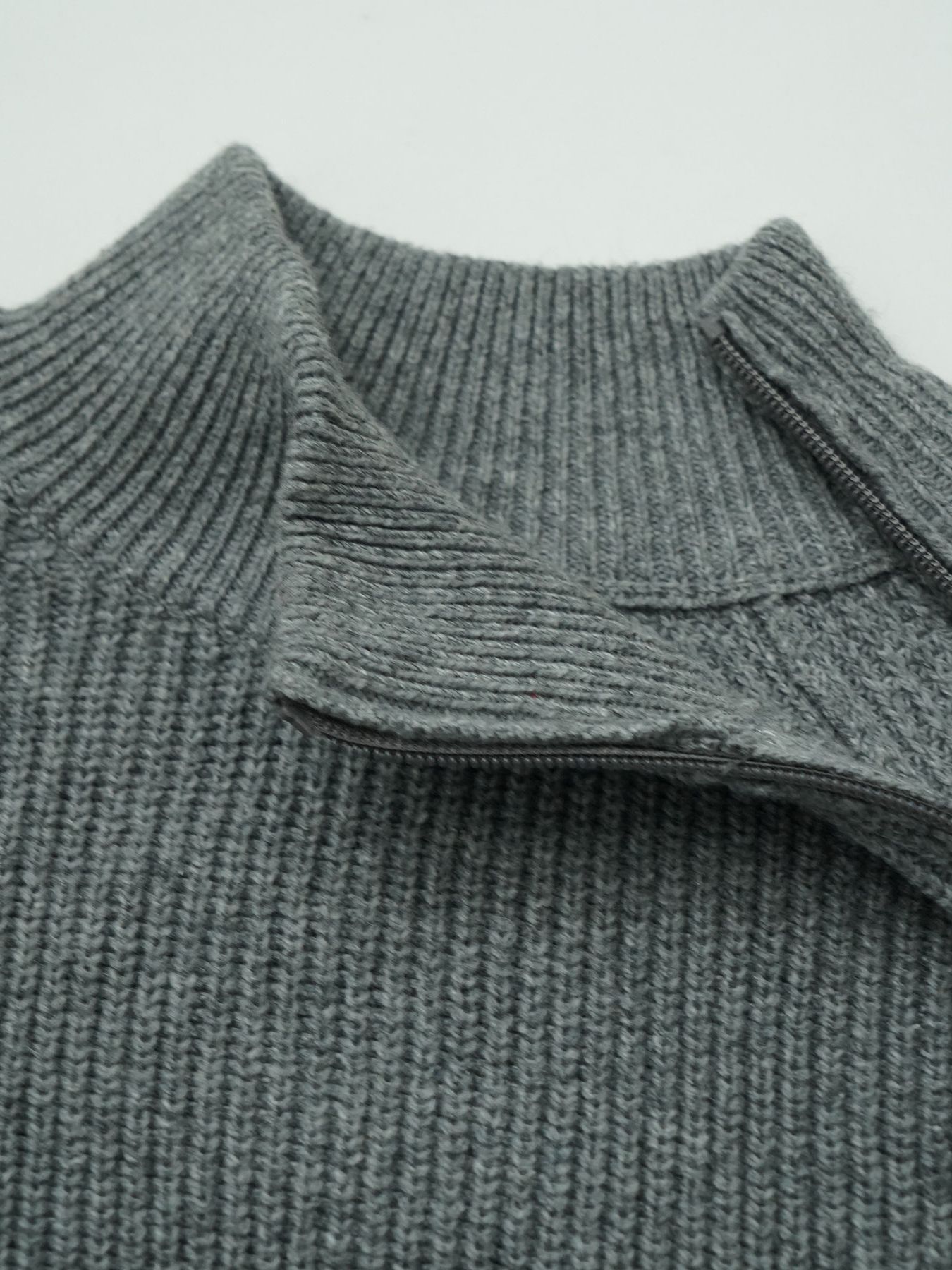 【予約品 】ZIPHI / ジップ ハイネック ニット / 杢グレー