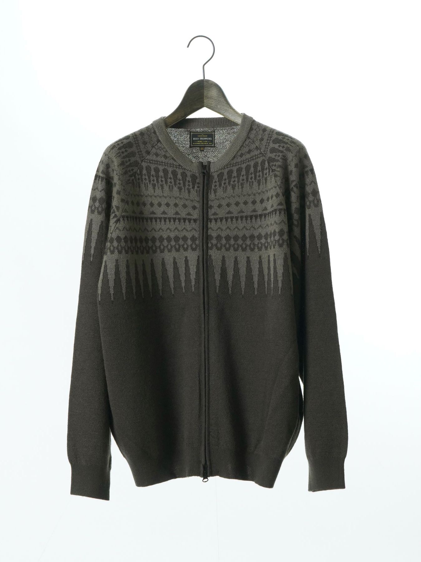 【予約品 】ARROWKNIT / ジャガードニットカーディガン / チャコール×SD系
