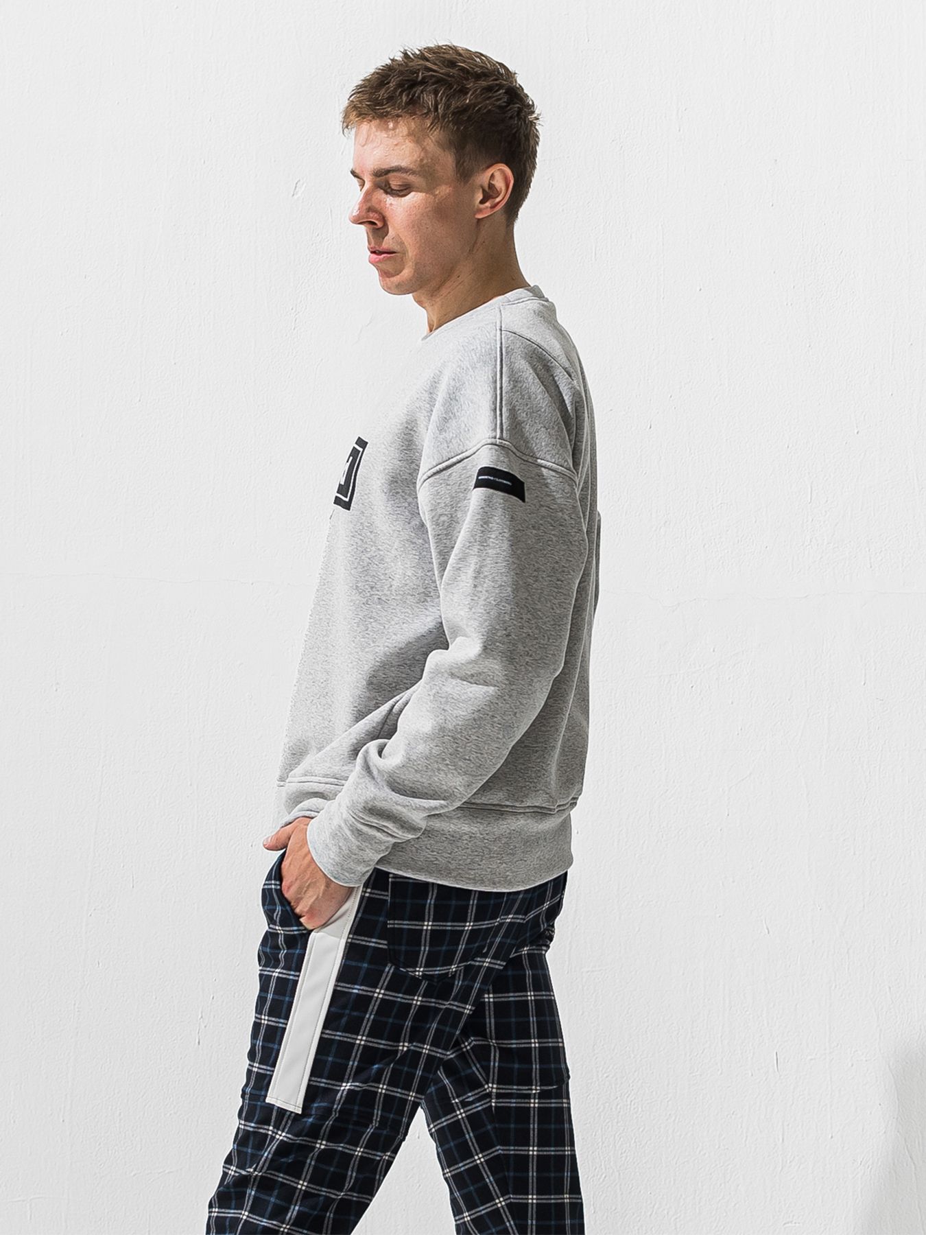 【予約品 9月6日(日) 締切】BOX VELOURS FLEECE DROP TRAINER / ボックスロゴ 裏起毛 ルーズトレーナー / グレー