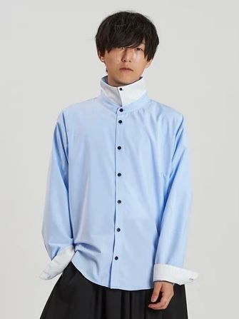 共生地ネクタイ付シャツ サックス  【NOID.】